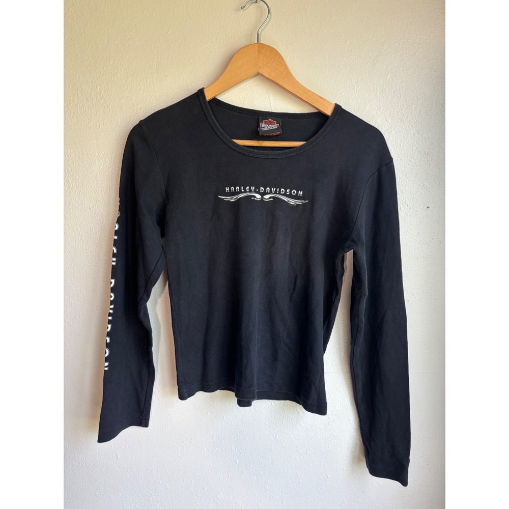 Harley-Davidson Appleton Wisconsin Black Long Sleeve Graphic Tee Shirt XL Womens